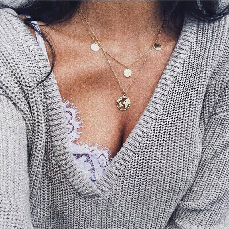 World map pendant necklace