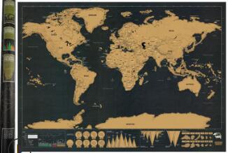 Black Scratch Off Art World Map Poster