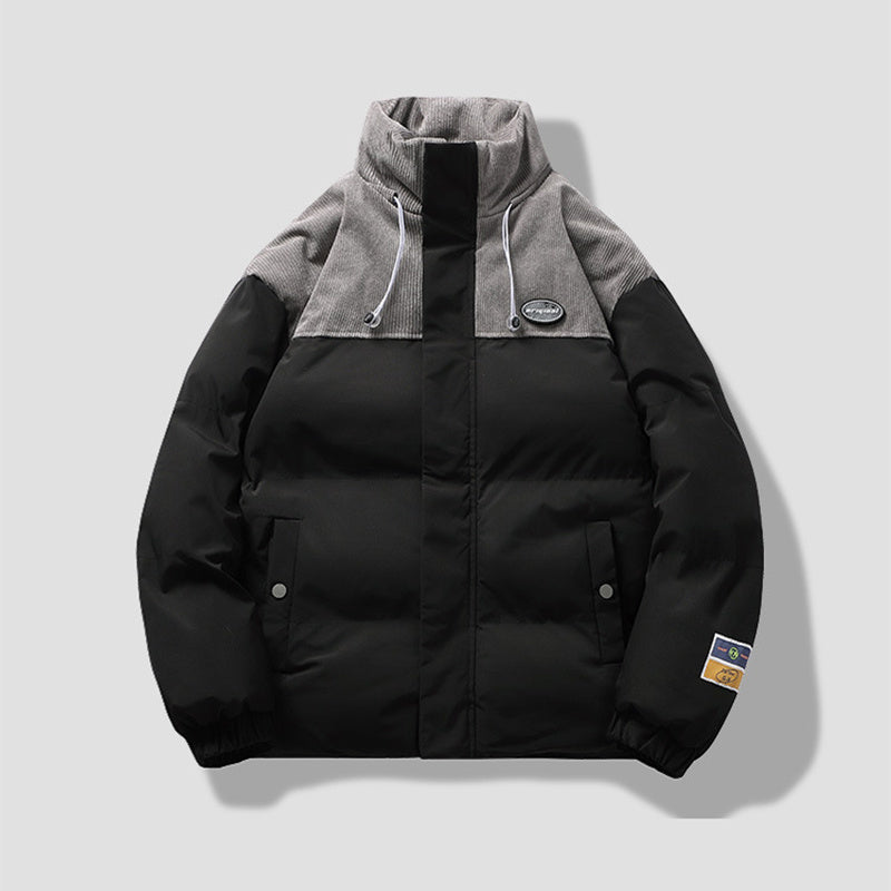 Casual Stand-up Collar Two Tone Thick Outwear Coat
