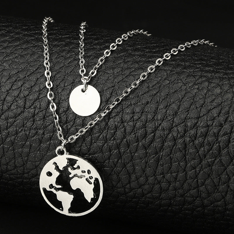 World map pendant necklace