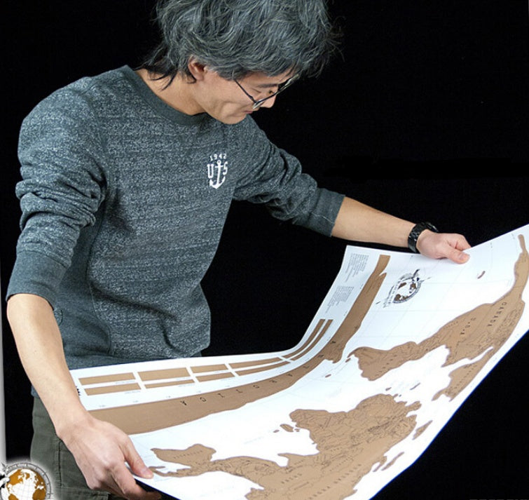 Black Scratch Off Art World Map Poster