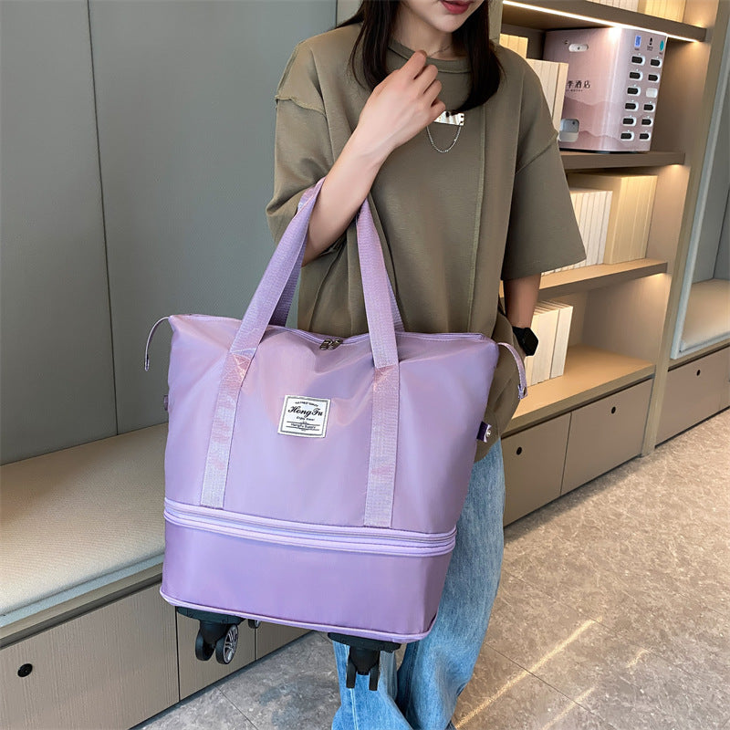 Universal Wheel Travel Bag With Double-layer