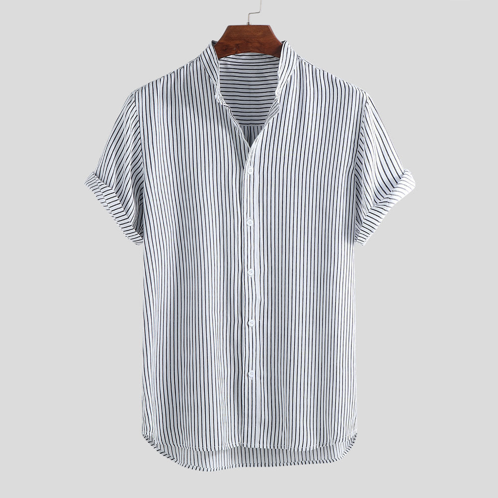Short-sleeved Shirt Stand-up Collar Slim Top