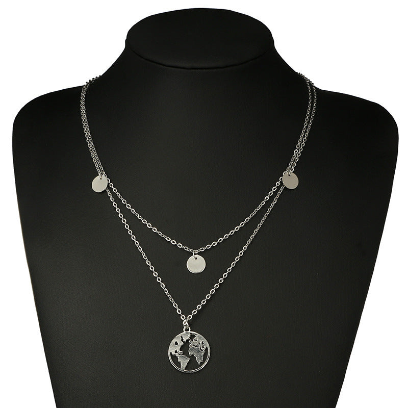 World map pendant necklace