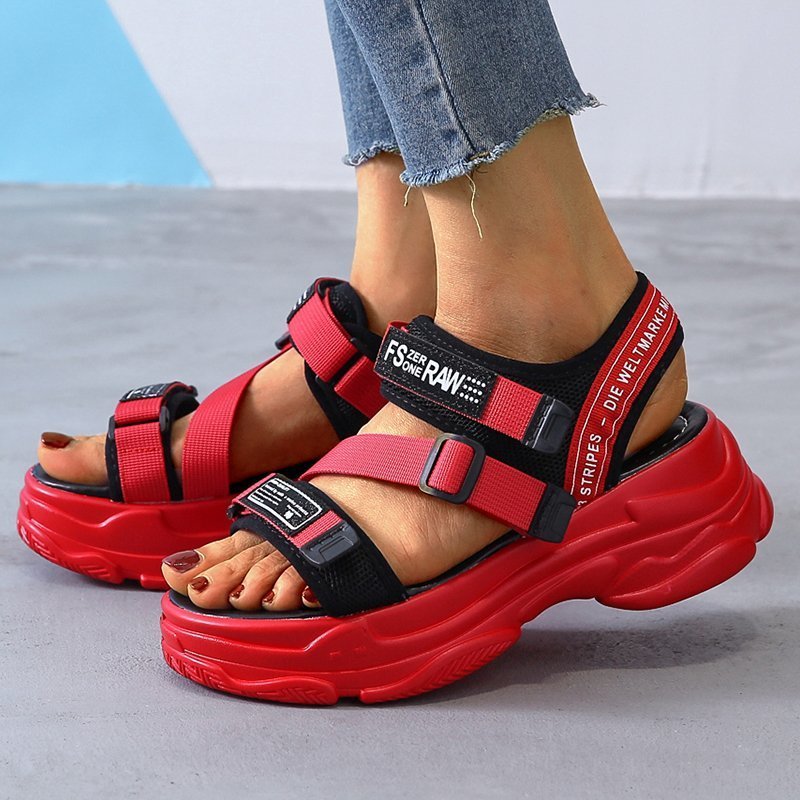Sports Style Velcro Platform Sandals