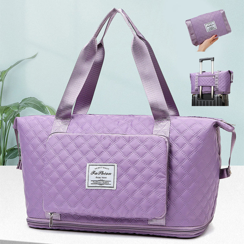 Foldable Travel Duffle Bag With Rhombus Sewing Design Large Capacity