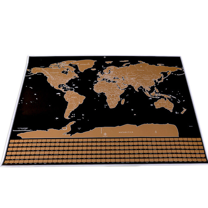 Black Scratch Off Art World Map Poster