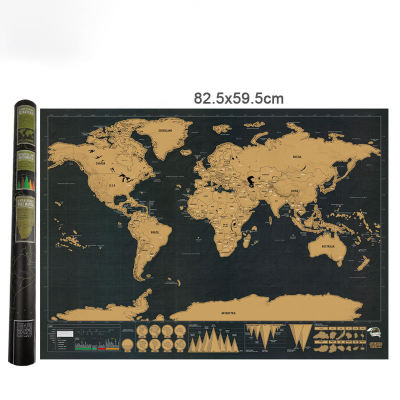 Scratch Your Adventures Black & Gold World Map