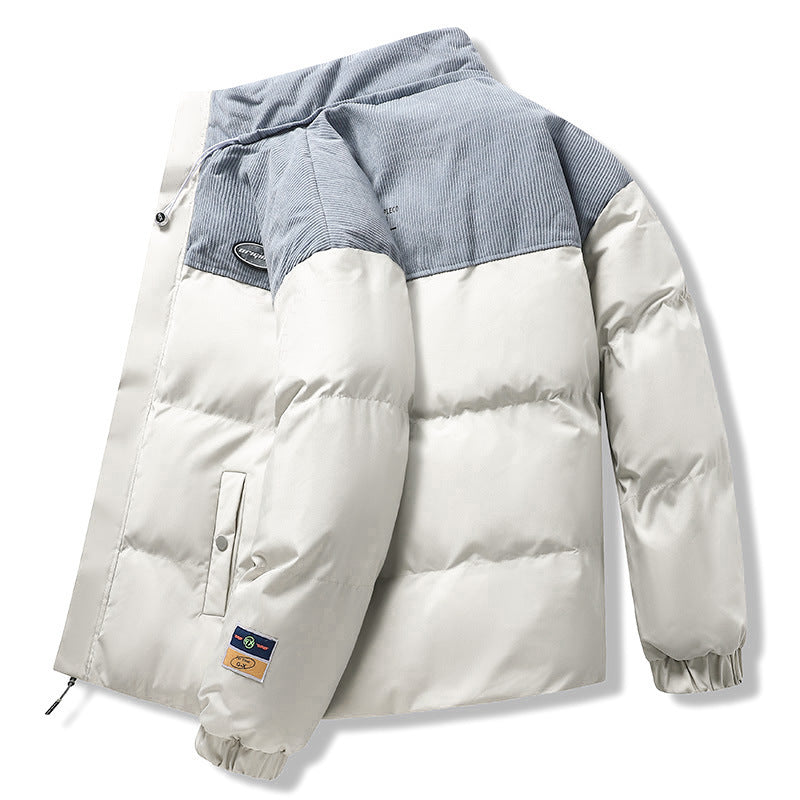 Casual Stand-up Collar Two Tone Thick Outwear Coat