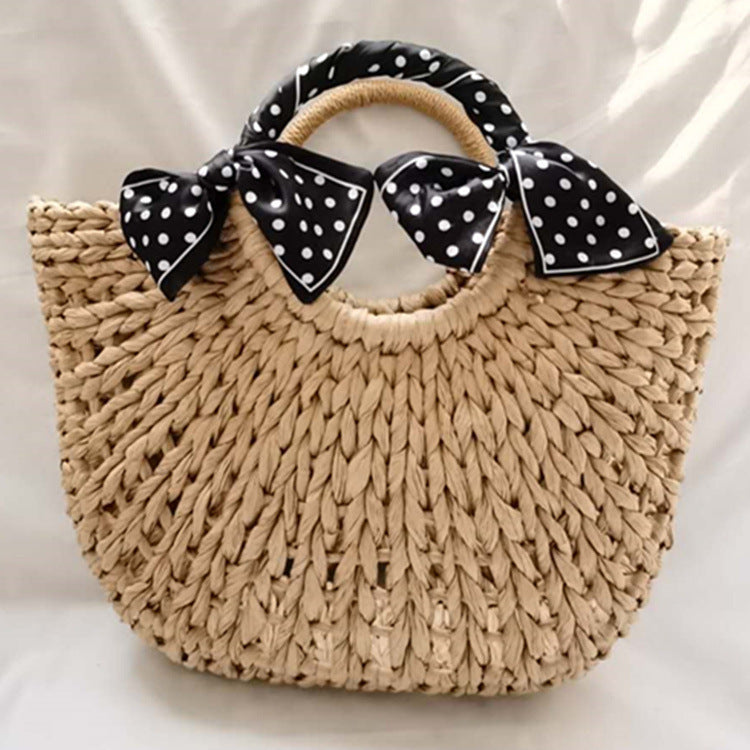 Bow-Tied Woven Vacation Beach Bag