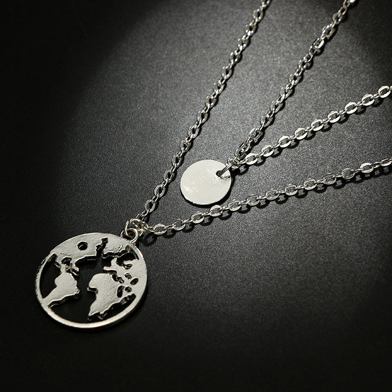 World map pendant necklace