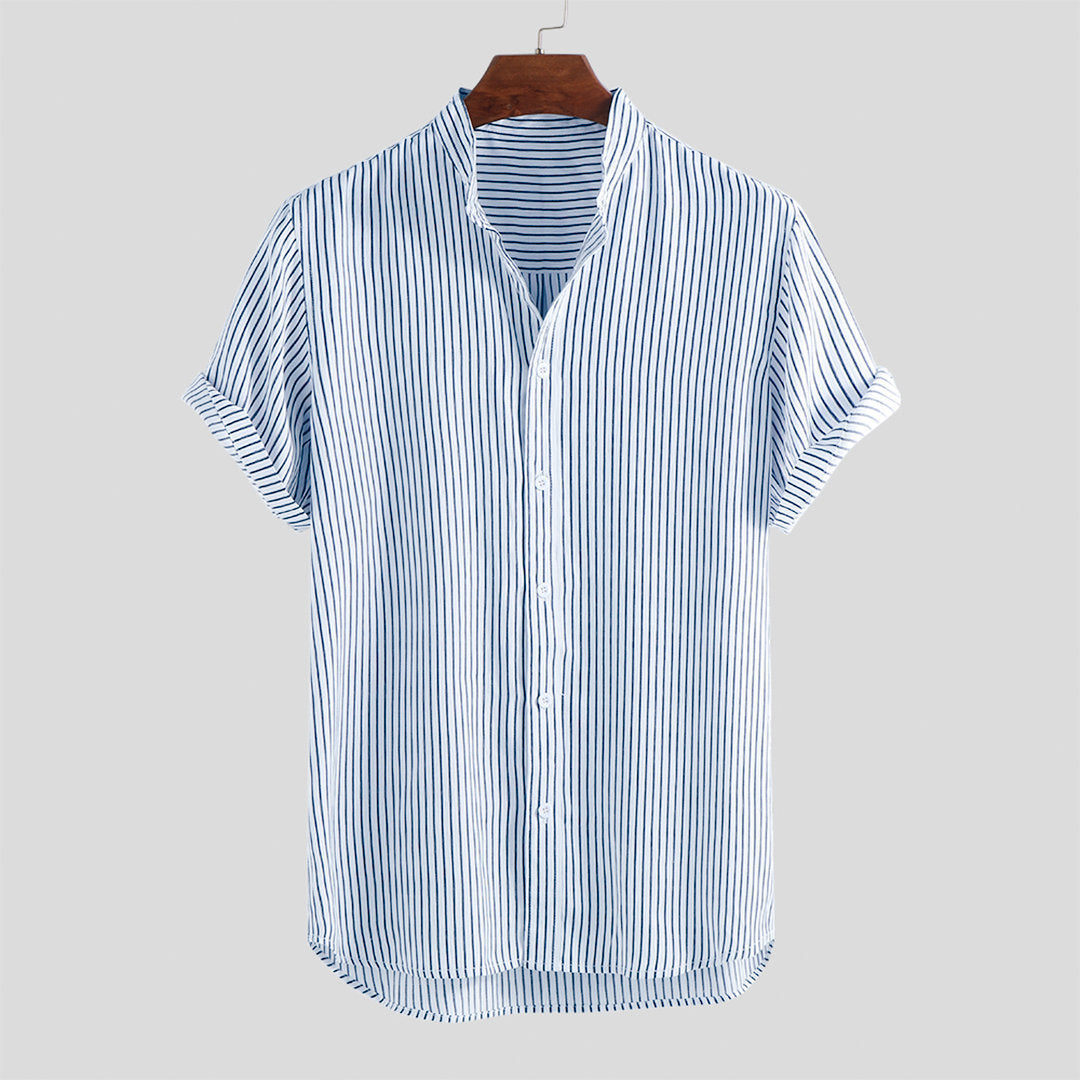 Short-sleeved Shirt Stand-up Collar Slim Top