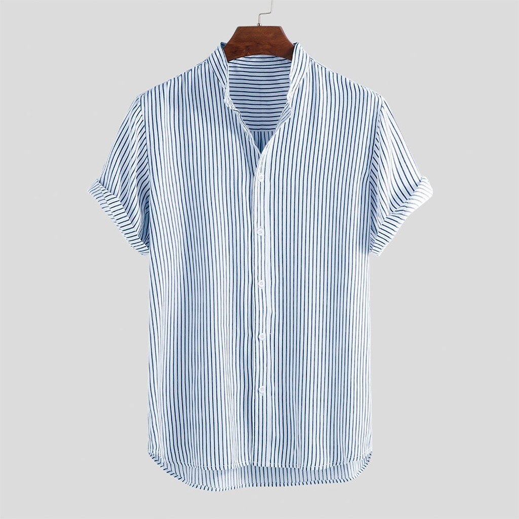 Short-sleeved Shirt Stand-up Collar Slim Top