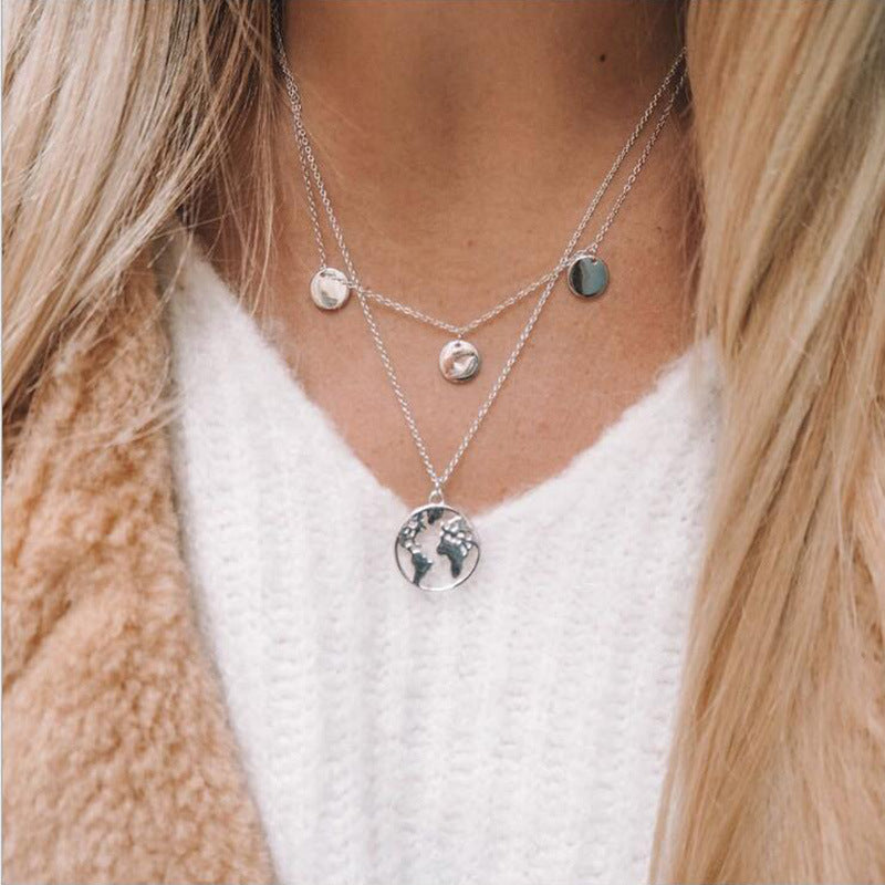 World map pendant necklace