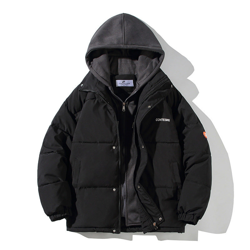 Unisex Casual Solid Color Men Winter Hooded Jacket