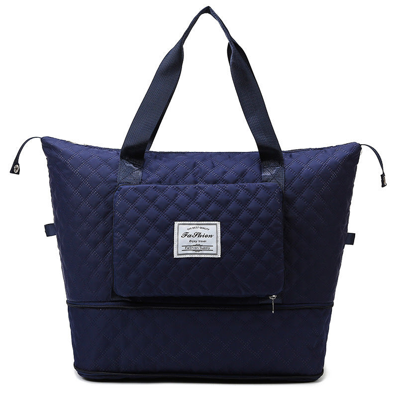 Foldable Travel Duffle Bag With Rhombus Sewing Design Large Capacity