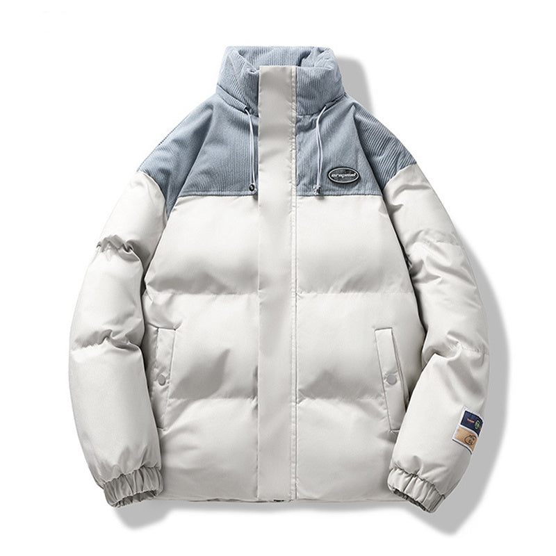 Casual Stand-up Collar Two Tone Thick Outwear Coat