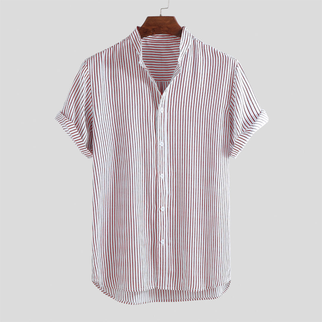 Short-sleeved Shirt Stand-up Collar Slim Top