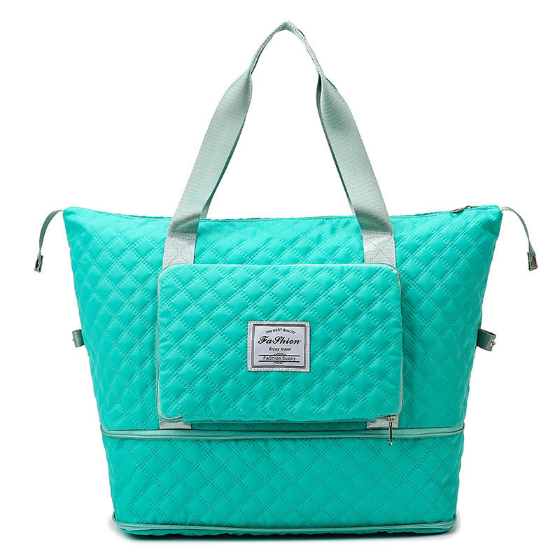 Foldable Travel Duffle Bag With Rhombus Sewing Design Large Capacity