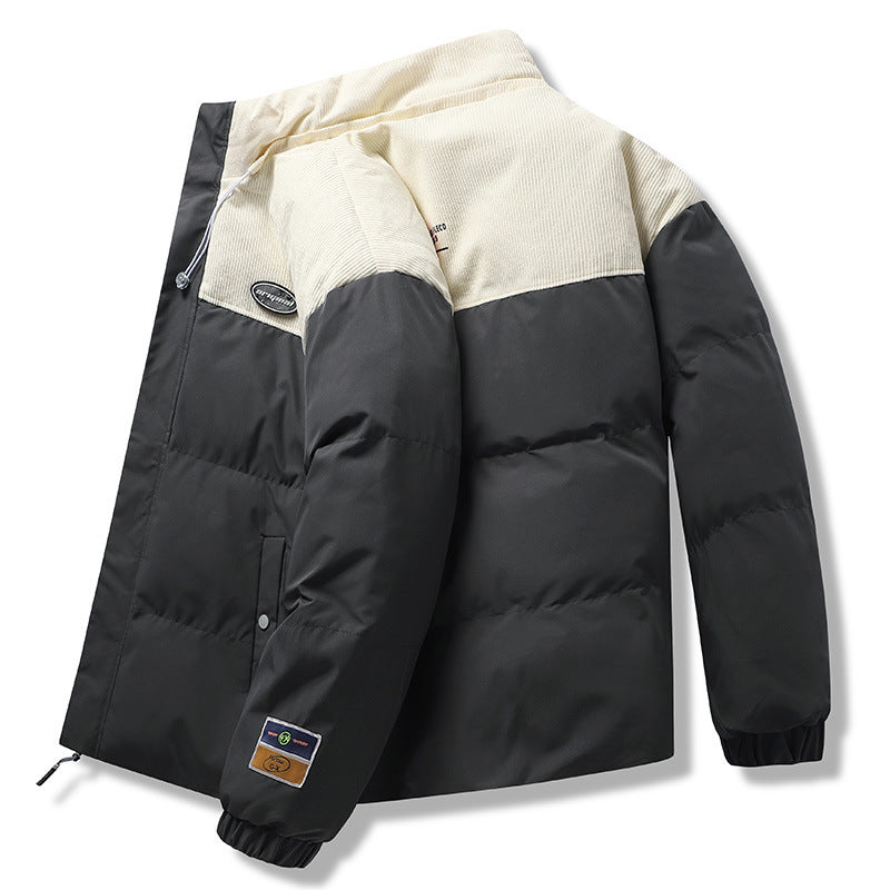 Casual Stand-up Collar Two Tone Thick Outwear Coat