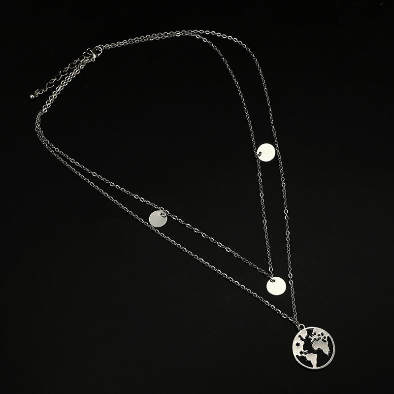 World map pendant necklace