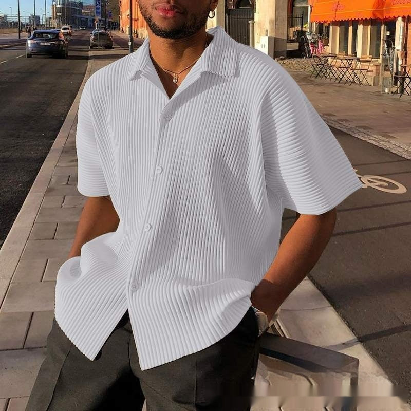 Loose Shirt Casual Hawaiian Beach Striped Shirt