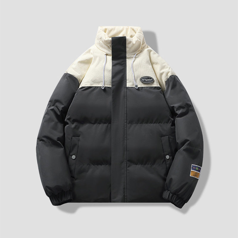 Casual Stand-up Collar Two Tone Thick Outwear Coat
