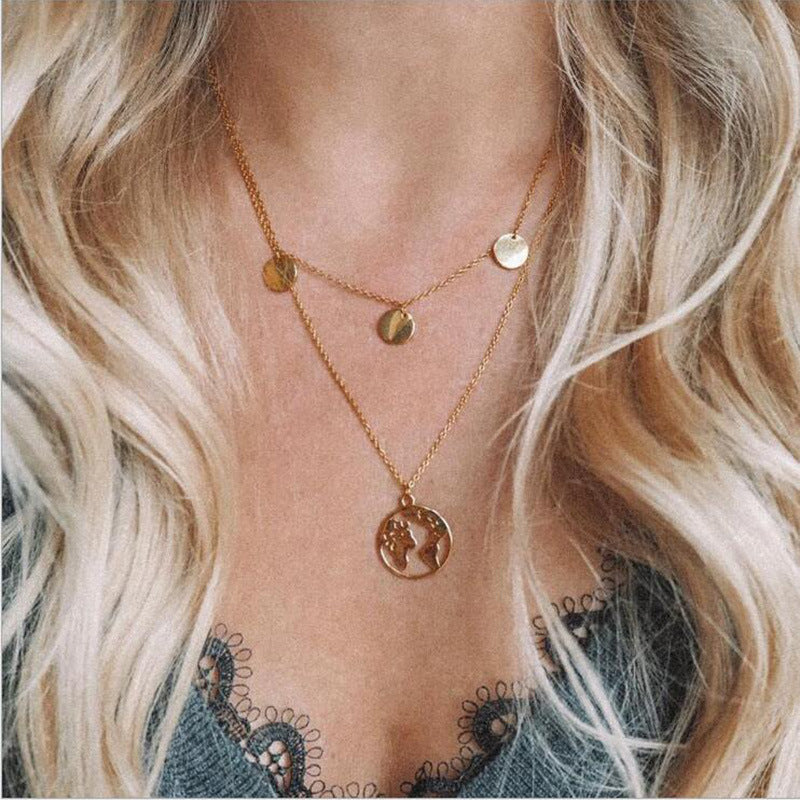 World map pendant necklace