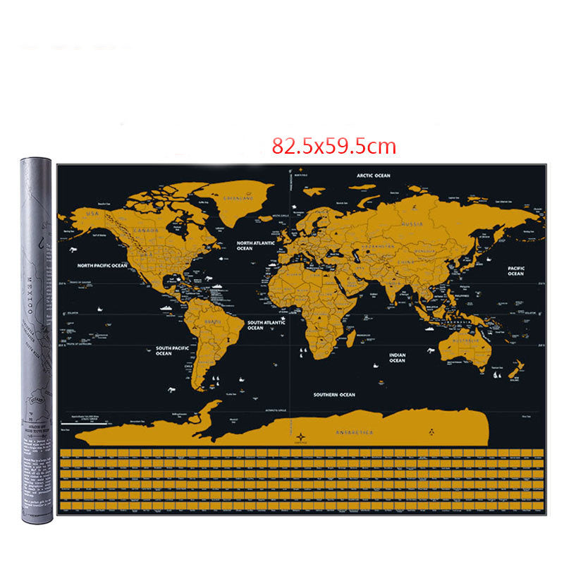 Scratch Your Adventures Black & Gold World Map