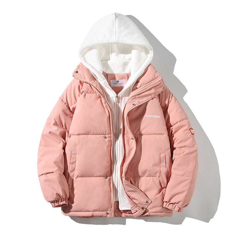 Unisex Casual Solid Color Men Winter Hooded Jacket