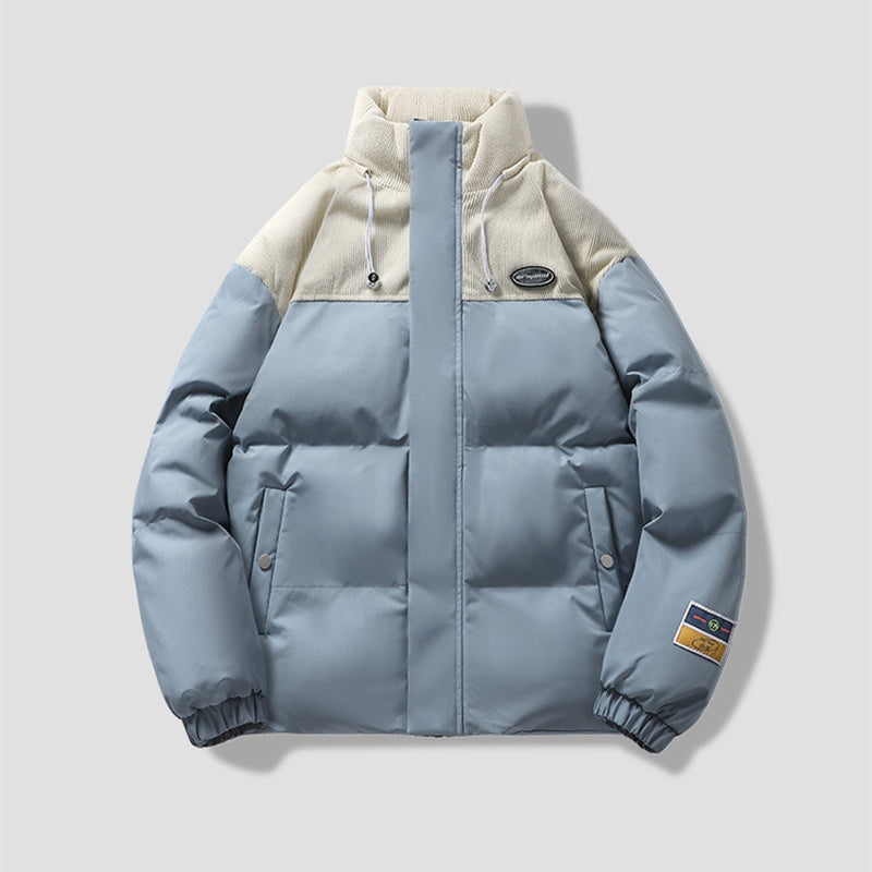 Casual Stand-up Collar Two Tone Thick Outwear Coat