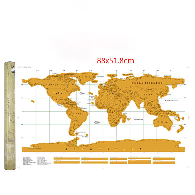 Scratch Your Adventures Black & Gold World Map