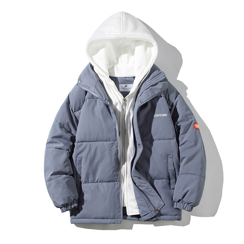 Unisex Casual Solid Color Men Winter Hooded Jacket