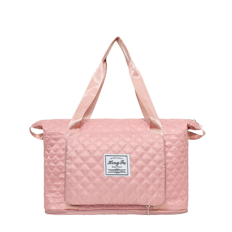 Foldable Travel Duffle Bag With Rhombus Sewing Design Large Capacity