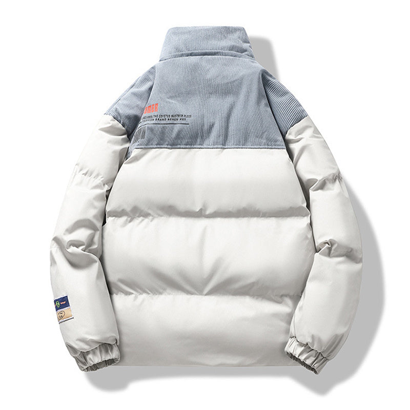 Casual Stand-up Collar Two Tone Thick Outwear Coat