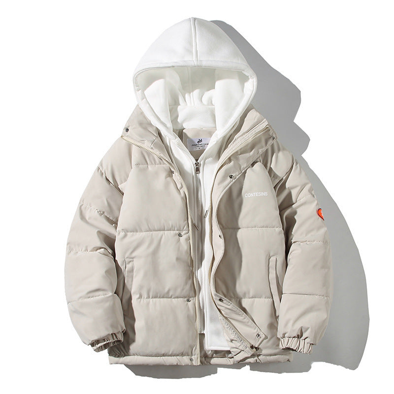 Unisex Casual Solid Color Men Winter Hooded Jacket