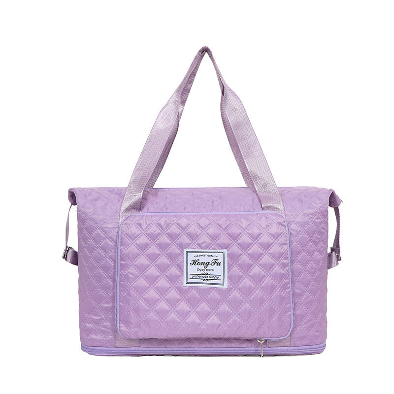 Foldable Travel Duffle Bag With Rhombus Sewing Design Large Capacity