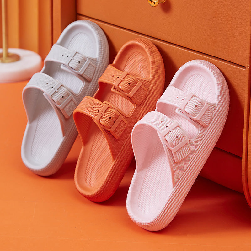 Solid Colour Summer Buckle Soft Bottom Sandals