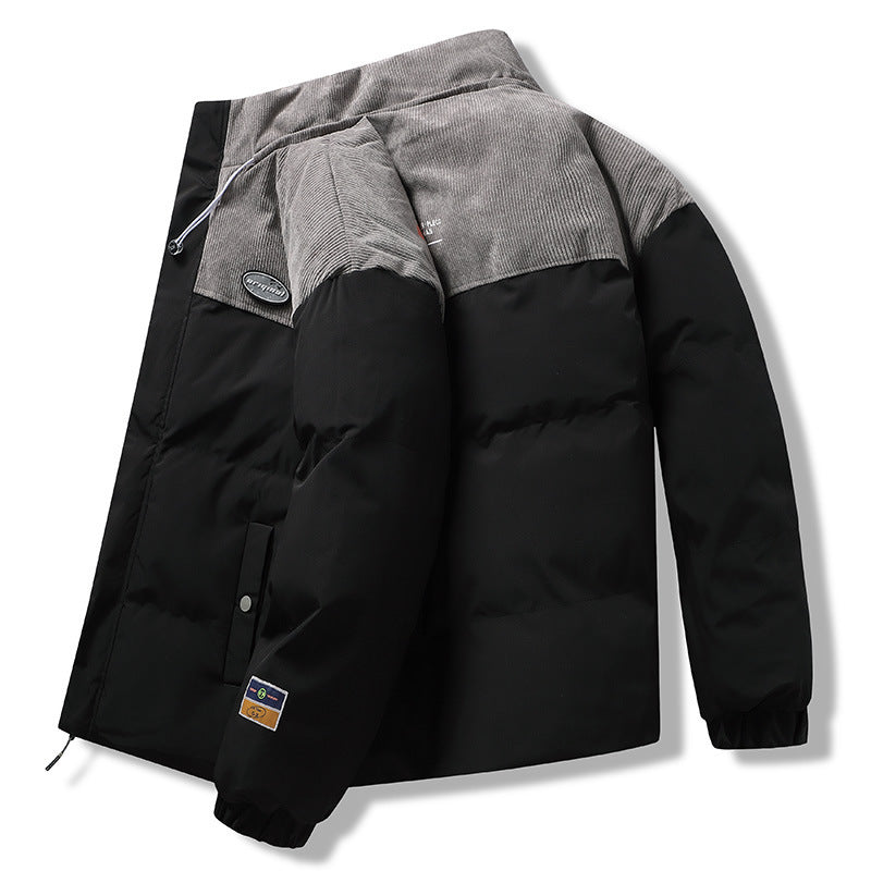 Casual Stand-up Collar Two Tone Thick Outwear Coat