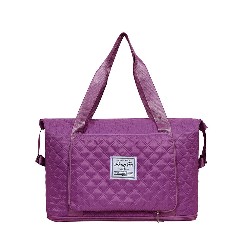 Foldable Travel Duffle Bag With Rhombus Sewing Design Large Capacity