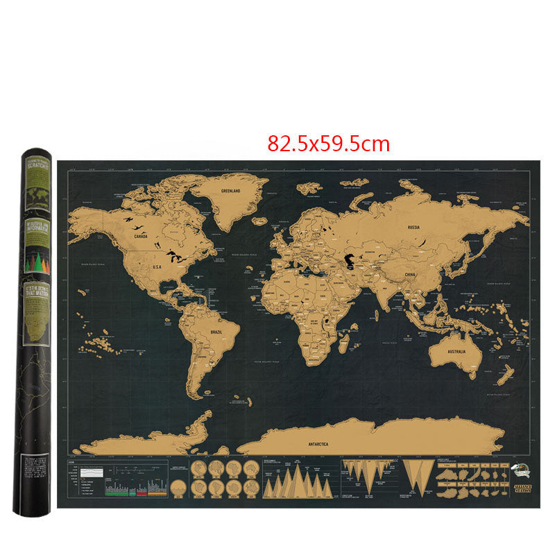 Scratch Your Adventures Black & Gold World Map