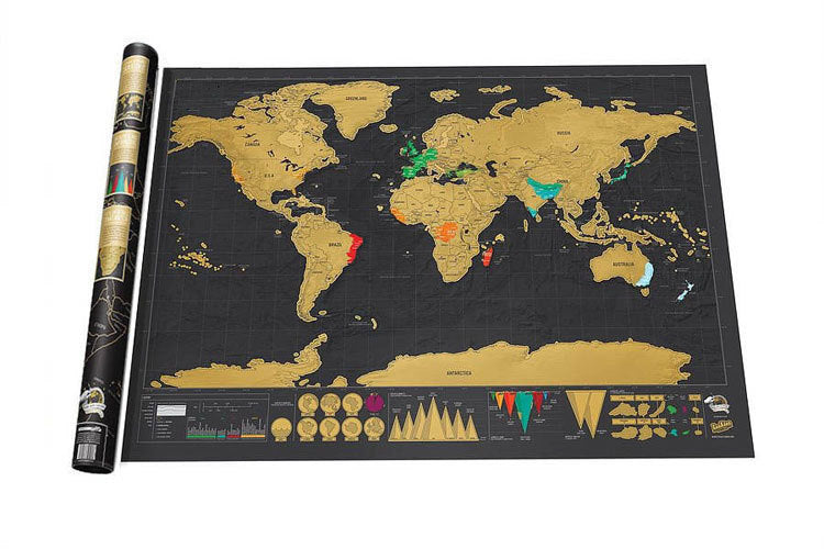 Scratch Your Adventures Black & Gold World Map