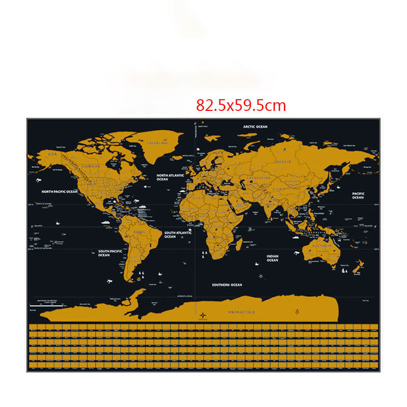 Scratch Your Adventures Black & Gold World Map