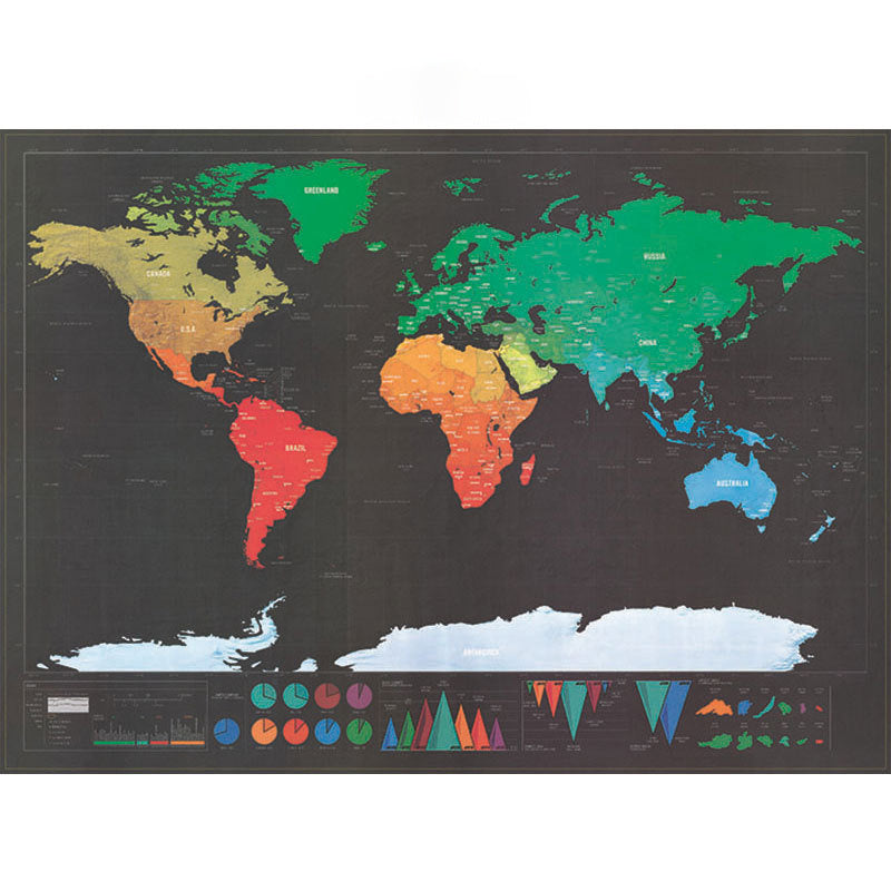 Scratch Your Adventures Black & Gold World Map