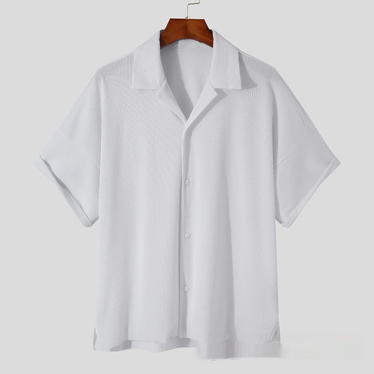 Loose Shirt Casual Hawaiian Beach Striped Shirt