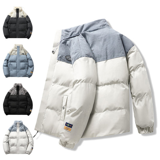 Casual Stand-up Collar Two Tone Thick Outwear Coat