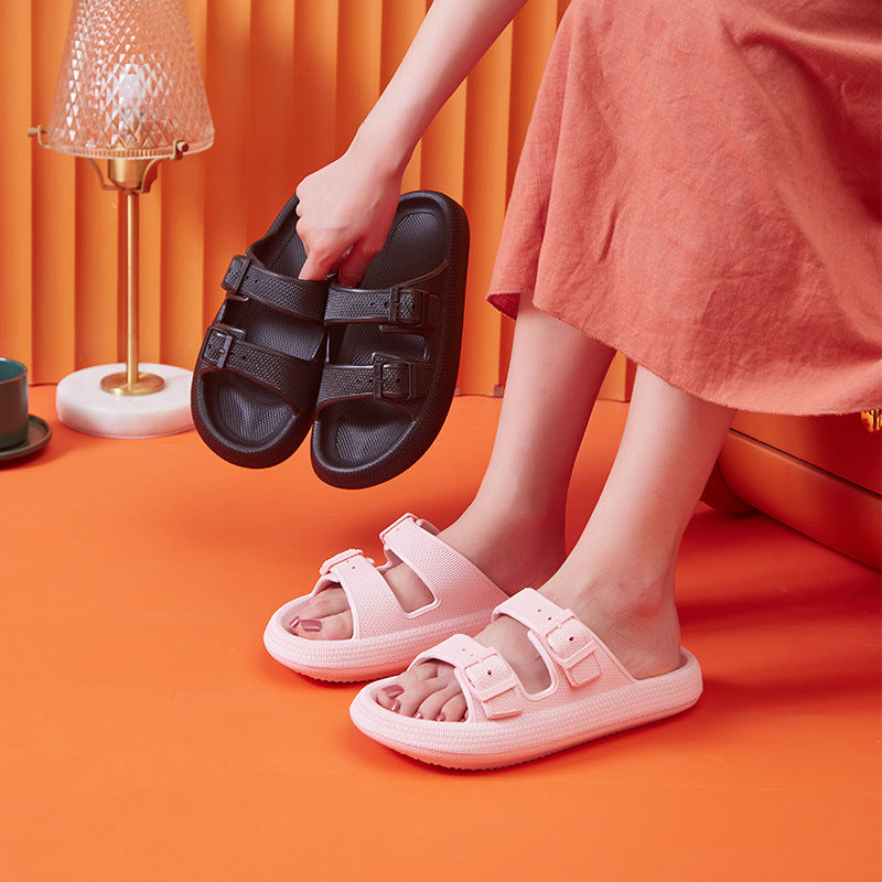 Solid Colour Summer Buckle Soft Bottom Sandals