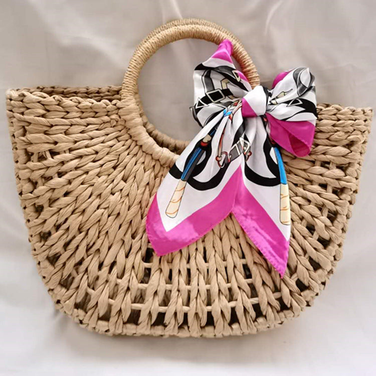 Bow-Tied Woven Vacation Beach Bag