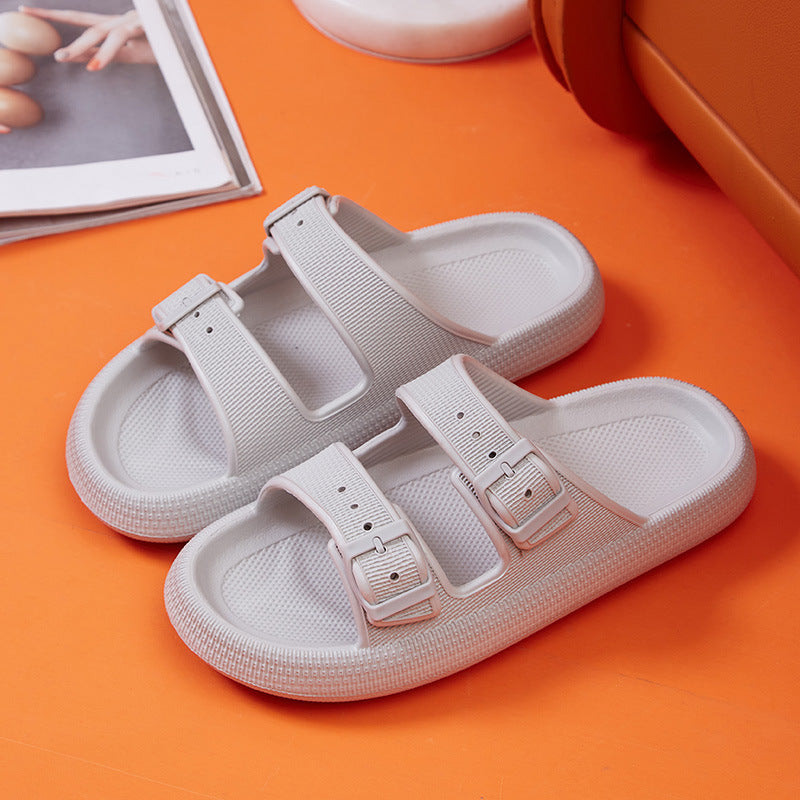Solid Colour Summer Buckle Soft Bottom Sandals