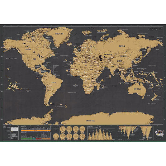 Black Scratch Off Art World Map Poster